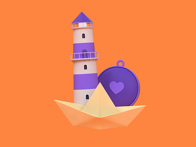 Father's Day - You Navigate Me 3d 3d animation c4d compass dad illustration lighthouse navigation revolut