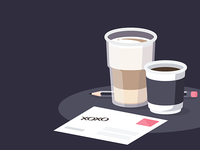 xoxo coffee flat latte postcard practice xoxo