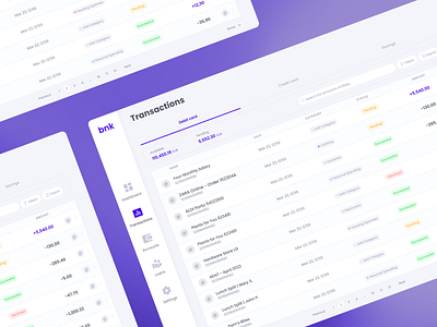 Bank Table View data detail table transactions ui user interface ux