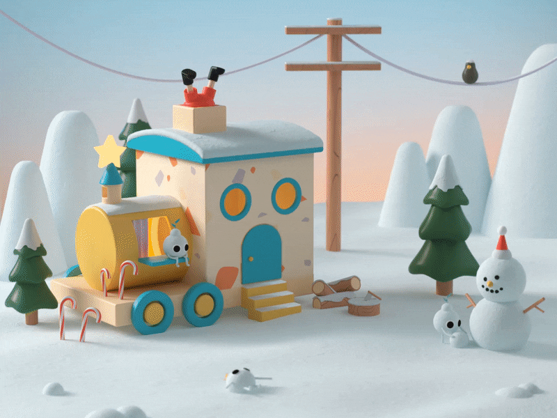 Christmas 2019 3d bendylimbs c4d christmas cinema4d clean gif illustration