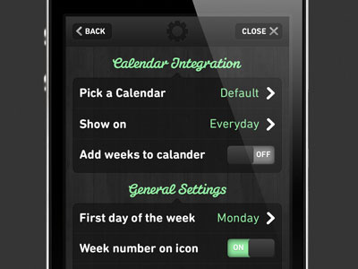 Wkly - New Setting Screen ios iphone ui