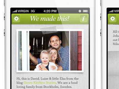 "We made this!"-view for Green Kitchen gui interface ios iphone ux