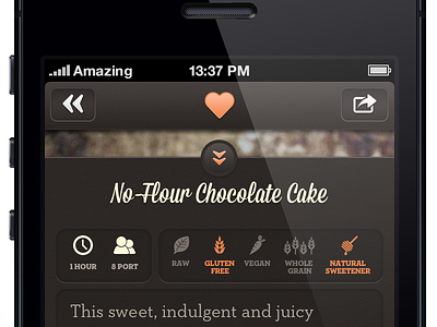 Healthy Desserts - Interface Close-up apps gui icons interface ios iphone retina ui