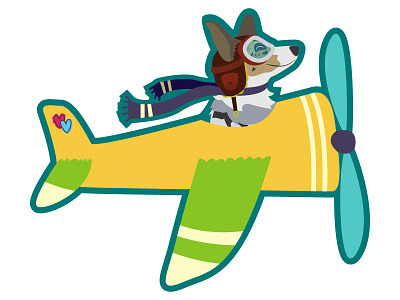 Malygos in an Airplane airplane corgi dog graphic design illustration plane vector