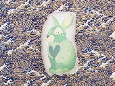 Bunny Zodiac Pillow bunny chinese zodiac hand made hearts illustration malz palz pillows rabbit vector zodiac