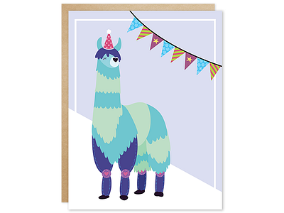 Pawty Animal Blue Llama Greeting Card