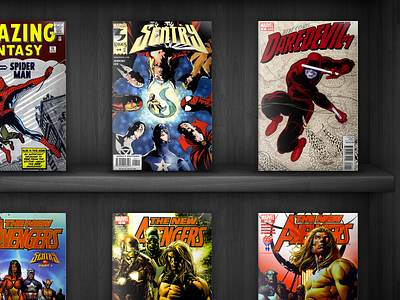 Comic Book Shelf app comic comic books comics dark design ios ipad shelf ui wood