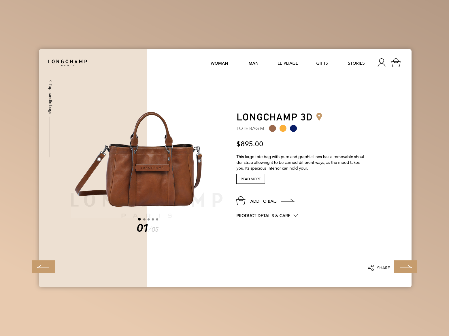 Daily ui #012 Single Product-Longchamp bag by Lisa Huang on Dribbble