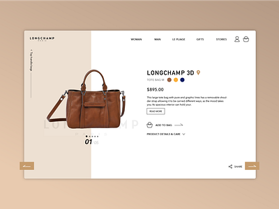 Daily ui #012 Single Product-Longchamp bag dailyui design productpage shop webside