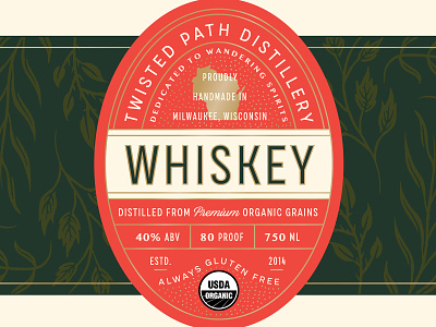 Twisted Path Distillery Label Design alcohol badge label label design lettering packaging spirits typography wisconsin