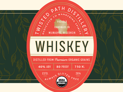 Twisted Path Distillery Label Design alcohol badge label label design lettering packaging spirits typography wisconsin