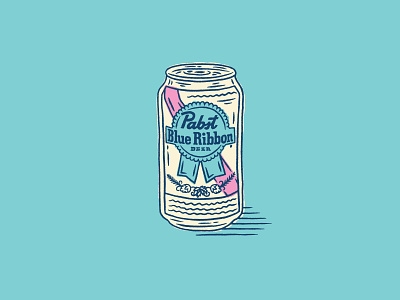 Pabst Blue Ribbon Beer beer blue ribbon can illustration milwaukee pabst