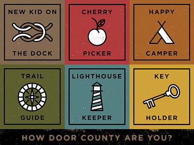Door County Facebook Quiz Icons camper cherry dock door county icons key lighthouse nautical rope trail guide wisconsin