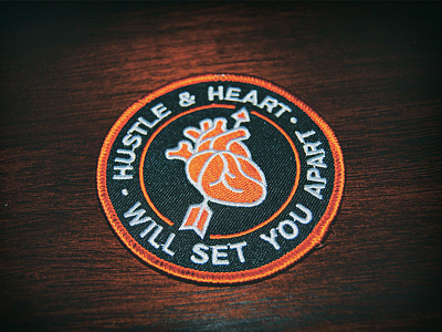 Hustle & Heart Patch anatomical badge heart hustle and heart icon line work logo patch