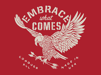 Embrace T-shirt Design arrows conquer eagle hand lettering lettering made in usa stencil t shirt