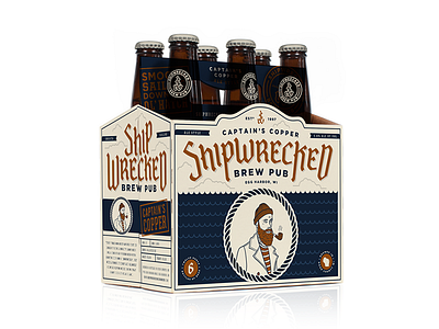 Shipwrecked Captain's Copper beer beer packaging brew captain copper packaging pub sailor shipwrecked