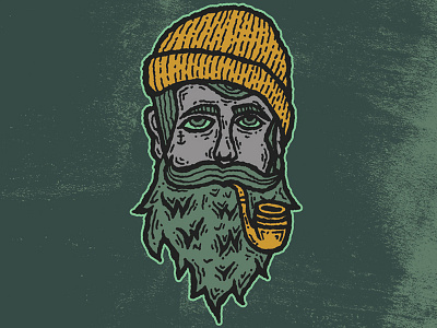 Sailor anchor beanie beard illustration nautical pipe sailor