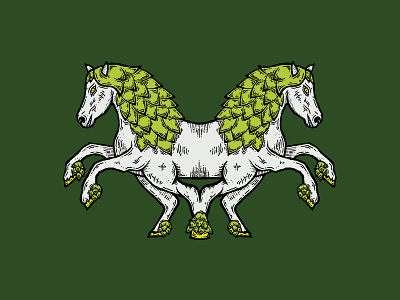 Hops beer hops horse illustration label design