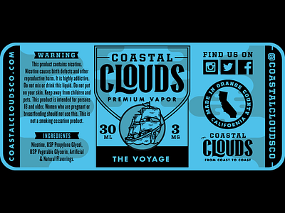 Coastal Clouds Co. Label clouds coastal label packaging ship vape vapor voyage