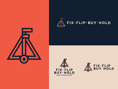 Fix. Flip. Buy. Hold. branding buy fix flip hold house key logo thick lines
