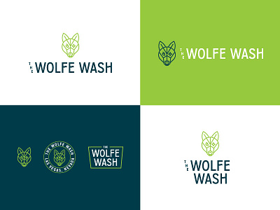 The Wolfe Wash Logos badge brand branding identity logo typography wolf