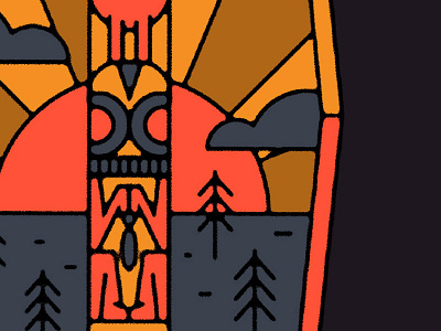 Totem Pole badge illustration line art totem pole