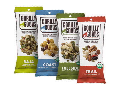 Gorilly Goods Packaging food packaging fruit gluten free non geo nuts organic packaging raw seeds trail mix vegan