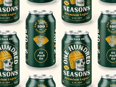 One Hundred Seasons Premium Lager beer green bay lager packaging packers skull wisconsin