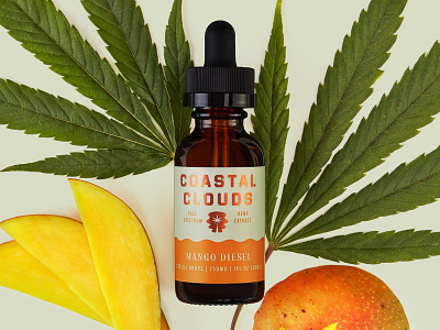 Coastal Clouds Mango Diesel CBD cbd clouds coastal foil label packaging tincture