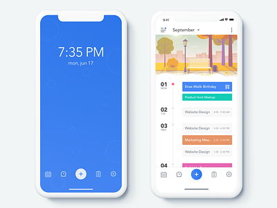 Activity App - Home Screen android calendar cards free ios mobile organize plan profile sketch ui