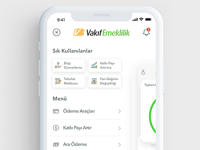 Vakıf Emeklilik - Menu Design android app banking finance free hamburger menu ios menu mobile money pay ui ux wallet