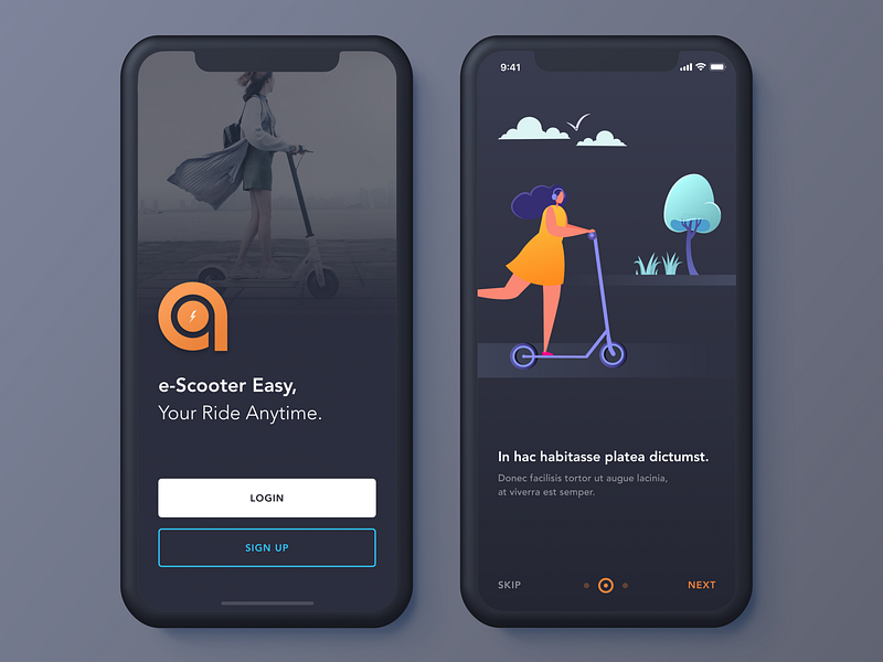 eScooter Login&Onboard by Uğur Yabar on Dribbble