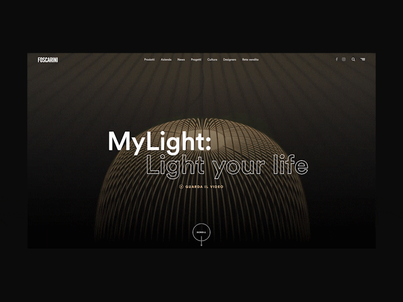 Foscarini MyLight after affects animation black design domotic lamps landing page landing page design lighting mobile app typography ui ui design
