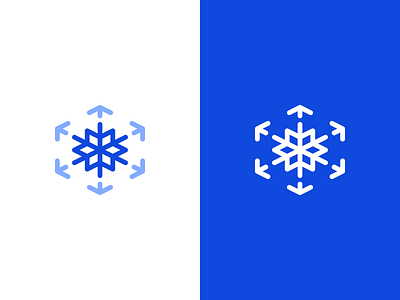 Abstract Frost Symbol + Arrows + Cube(s) arrows blue boxes brand identity cube delivery freight frost logistics logo shipment snowflake supply chain tech