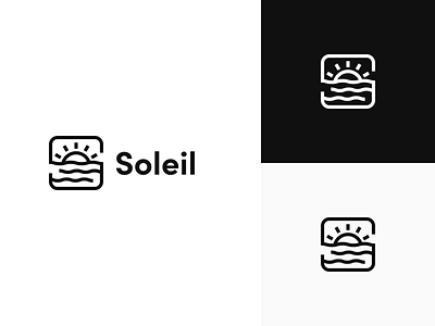 Soleil brand logo design minimal s sun sunset water waves
