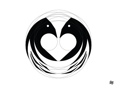 Lovebirds Construction circles construction grid heart illustrator logo lovebirds mark negative space quincy symmetry wings