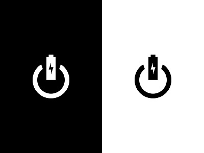 Power Button + Battery v2 battery black lighting bolt logo minimal power button quincy white