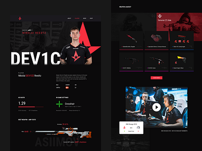Astralis Redesign - Player Page astralis counter strike cs:go esports game ui gaming player user interface visual design website