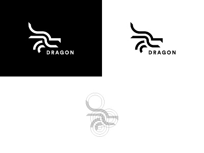 Minimal Dragon Logomark abstract dragon grid lines logo mark minimal profile quincy