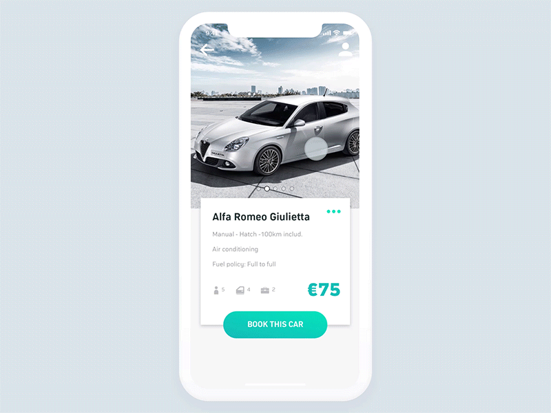 Confirm the booking of the car car motion design rent car ui user experience ux ux motion graphics