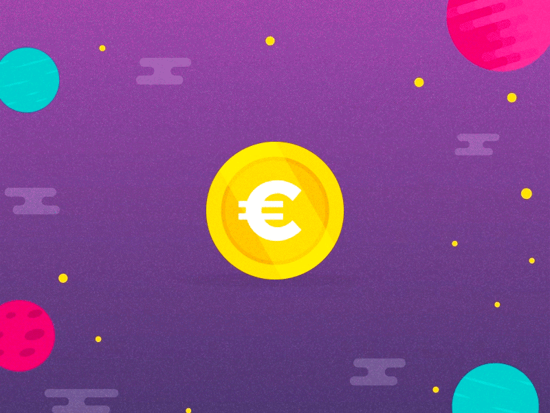 EUR/USD 3d animation cash coin dollar euro exchange flat money trade
