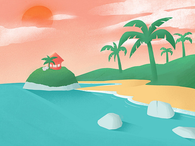 Park Tayrona 🇨🇴 background art beach caribbean cartoon clean coast coconut colombia design illustration landscape minimalism sea