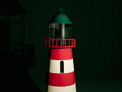 3D Lighthouse shot 3d 3d art 3d artist cinema 4d dark light lighthouse red shadow shot stripes test