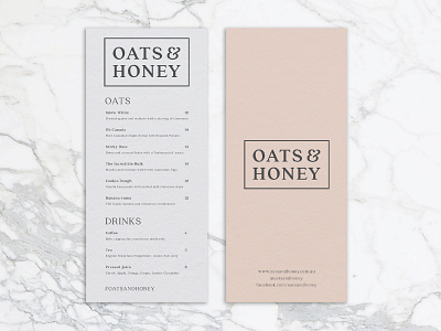 Oats & Honey Branding branding cafe cafe menu feminine logo menu minimalist