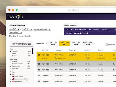 CodeFlights online airline ticket booking. airline flights results search travel ui web