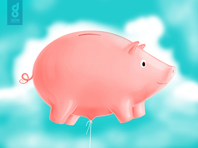 Piggy Balloon digital art illustration