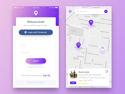Mobile App to find new places location login map mobile app sign in sign up