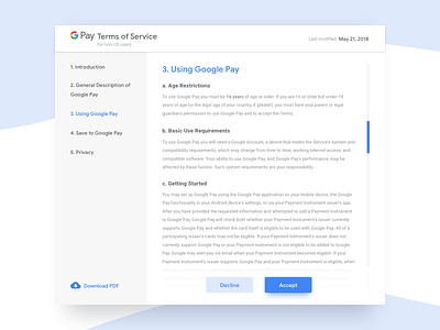 Daily UI #089 - Terms of Service concept daily ui dailyui google googlepay inspiration minimal terms of services ux
