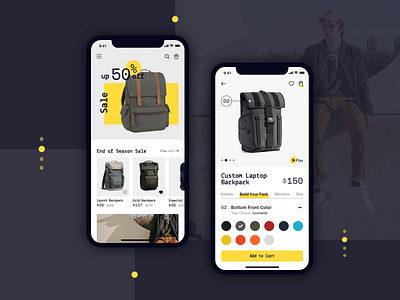 Backpack Shop app app design design ecommerce ecommerce design ecommerce shop mobile app mobile app design mobile design ui ui design ux ux design