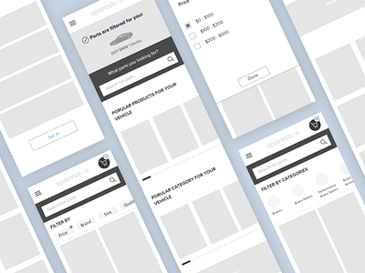 User Flow Process - WF e commerce filtering startup ui ux wireframing